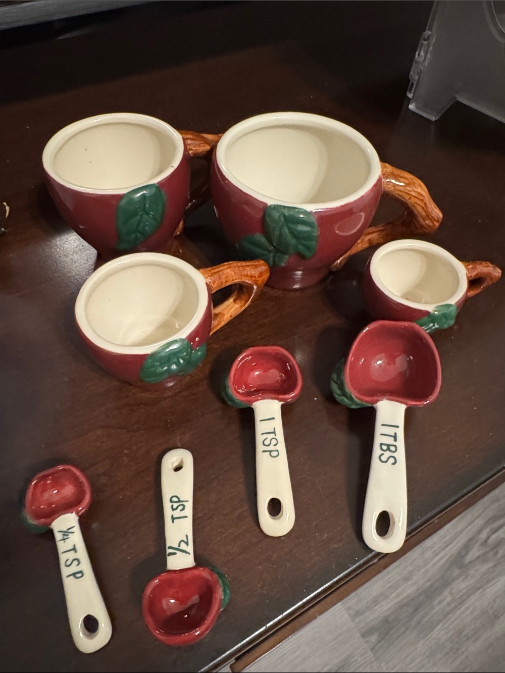 Apple-Themed Ceramic Measuring Cups and Spoons Set